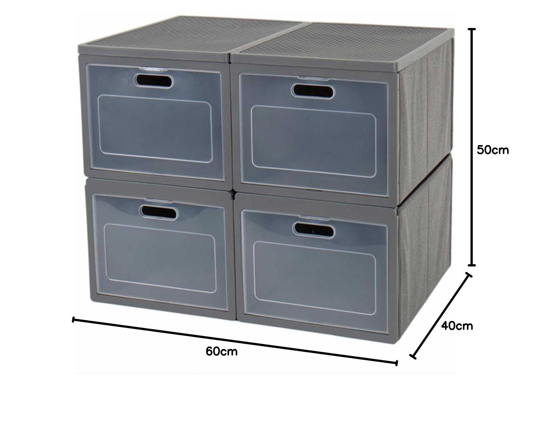 Armadio pieghevole da campeggio, con 4 scomparti, 60 x 40 x 50 cm, colore: grigio