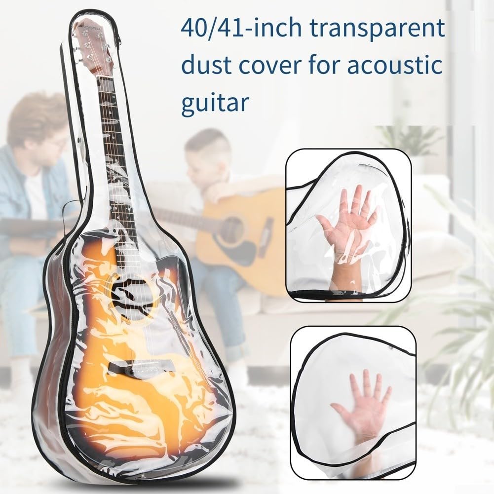 Custodia trasparente per chitarra, adatta a chitarre di dimensioni standard da 40 a 41 pollici, leggera, custodia morbida in TPU con schermatura antipolvere impermeabile