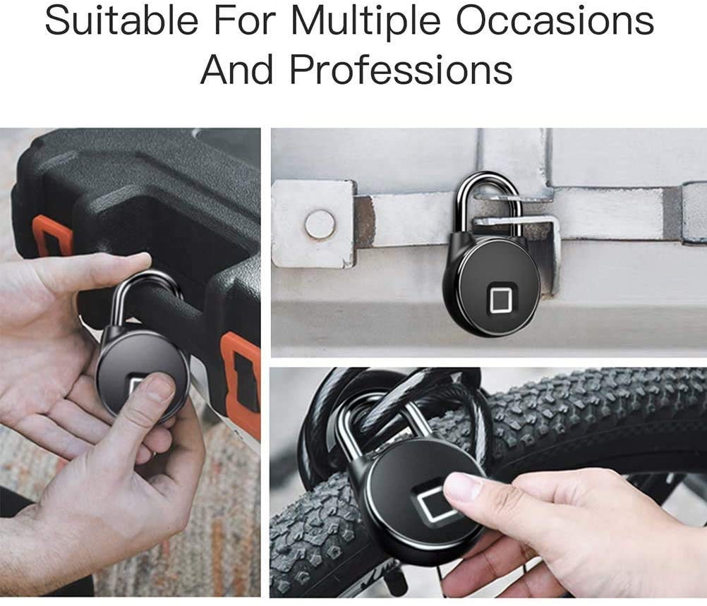 Empreinte Digitale Padlock Cadenas-Cadenas de Verrouillage de Verrouillage métallique tuns tunwllint Serrure pour Le casier de Gymnase, casier Scolaire, Sac à Dos, Valise, Bagages
