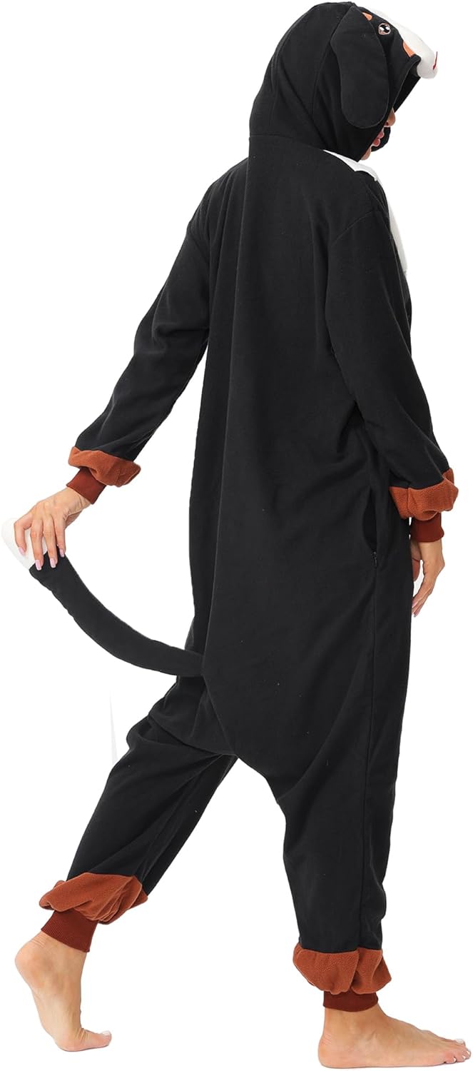 Raccoon Onesie Adult Costume Unisex Christmas Zipper Pajamas Animal Cosplay One Piece Homewear For Women Men - Image 3