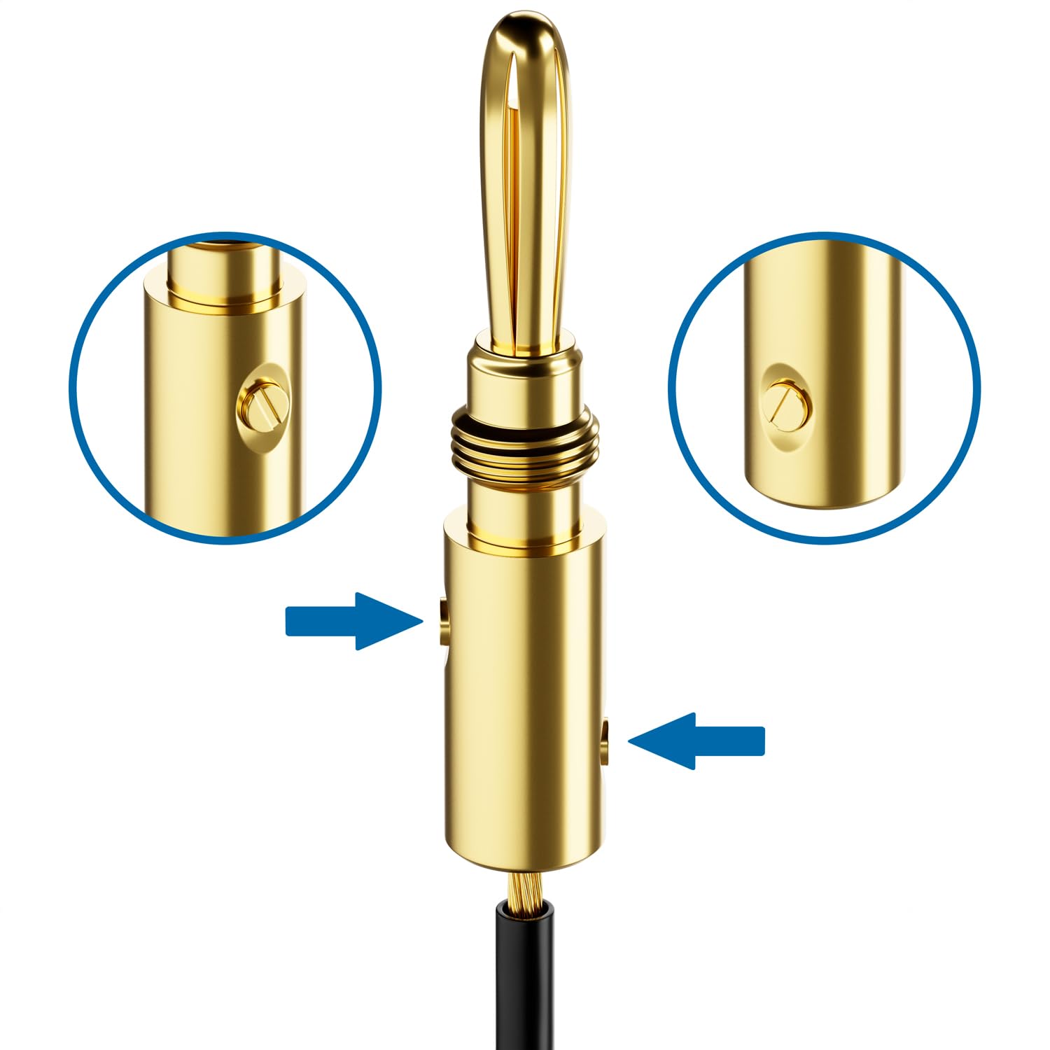 deleyCON 8 Pezzi Connettori a Banana Set Placcato Oro Avvitabile per Cavo Altoparlanti 0,75-4,5 mm HiFi Audio Home Theater Grigio
