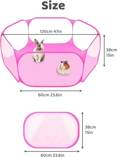 Miniatura 28 de Amakunft C&C - Corral para animales pequeños, corral para mascotas transparente y transpirable, valla abierta para ejercicio al aire libre / Verde