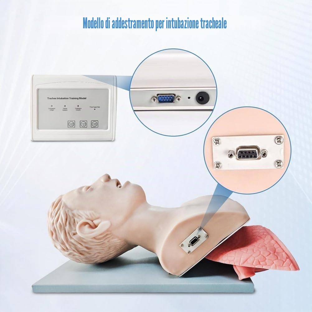 Modello di Intubazione per Adulti con Laringoscopio e Controllore per Addestramento Emergenza Gestione delle Vie Aeree Orofaringee Modello Anatomico con Denti e Allarme Pressione Modello