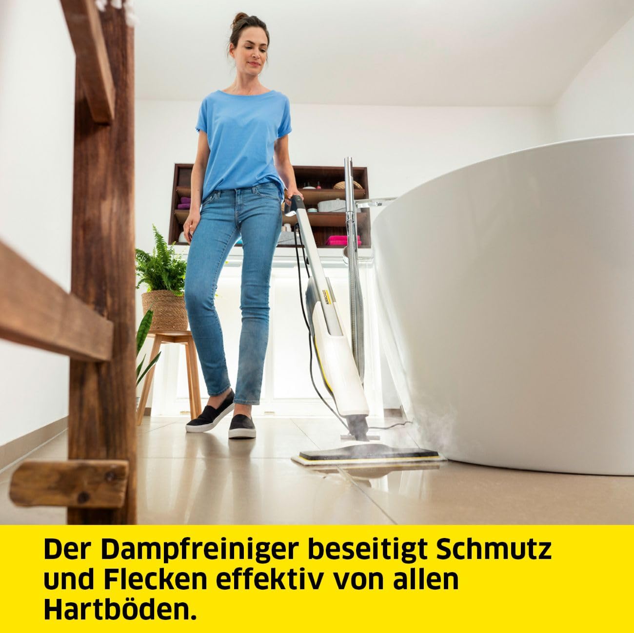Kärcher Dampfreiniger SC 2 Upright, Aufheizzeit: 30 s, Flächenleistung: ca. 50 m², Tank: 0,4 l, Heizleistung: 1600 W, mit Bodendüse EasyFix, Mikrofaser-Bodentuch und Entkalkungskartusche