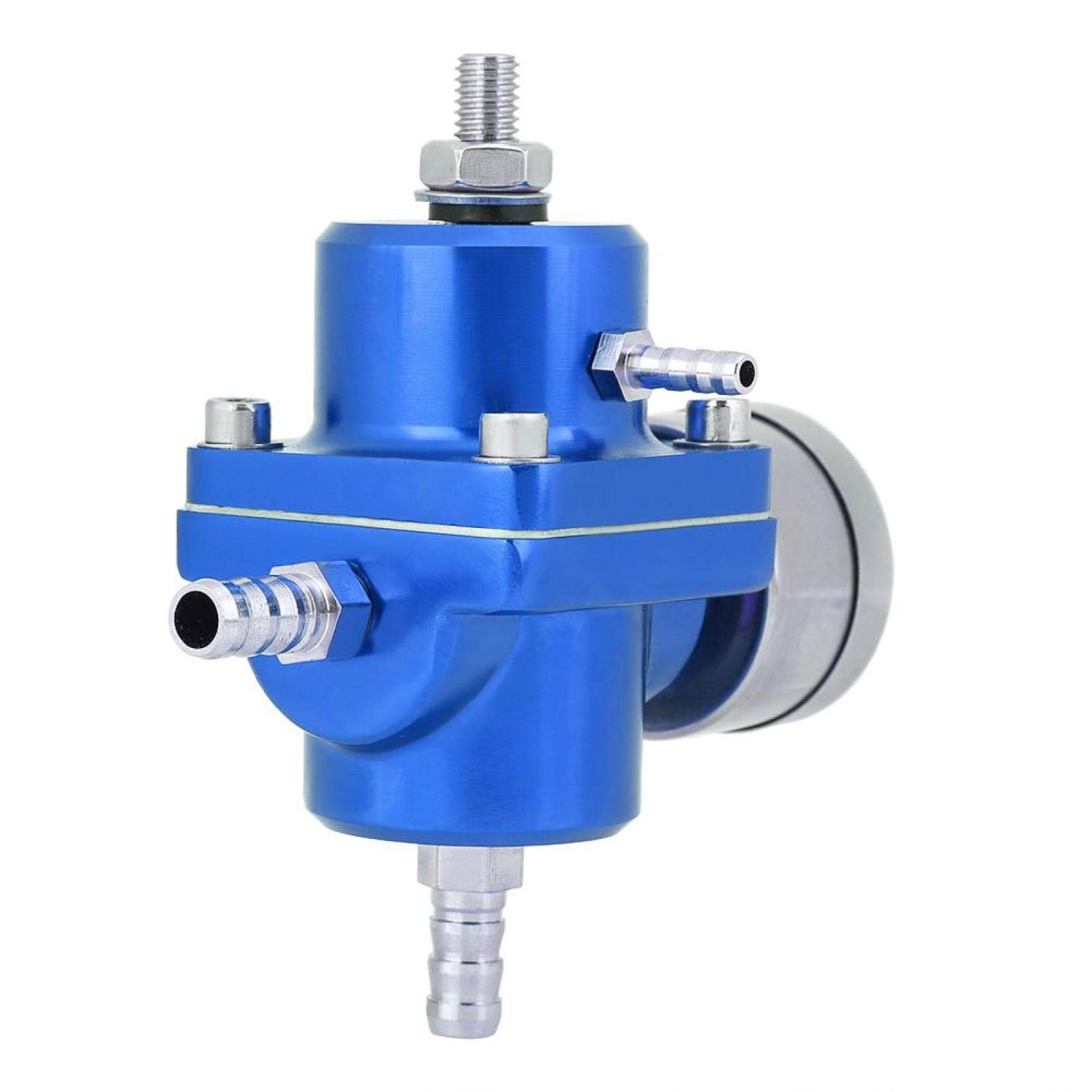 Universeller Kraftstoffdruckregler (FPR) 0-140 Psi Einstellbar – Aluminiumlegierung, Mit Manometer Und Montageset (Blau)
