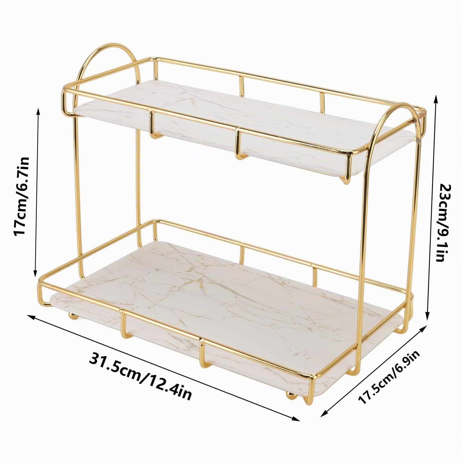 Schimer Badezimmer-Organizer, Arbeitsplatte, Parfüm-Organizer, Make-up-Organizer, Kosmetik-Aufbewahrungsregal, 2-Reifen-Waschtisch, Kommode, Küche, Gewürzregal (L)