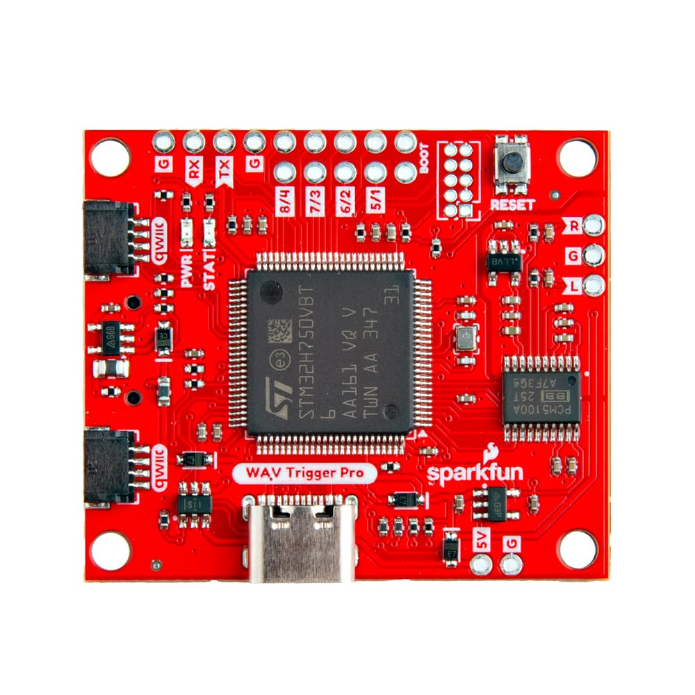 SparkFun Qwiic WAV Trigger Pro - Reproductor de audio polifónico de alta fidelidad - Soporte y control MIDI-USB - Dimensiones de la placa: 4,4 x 3,8 cm.