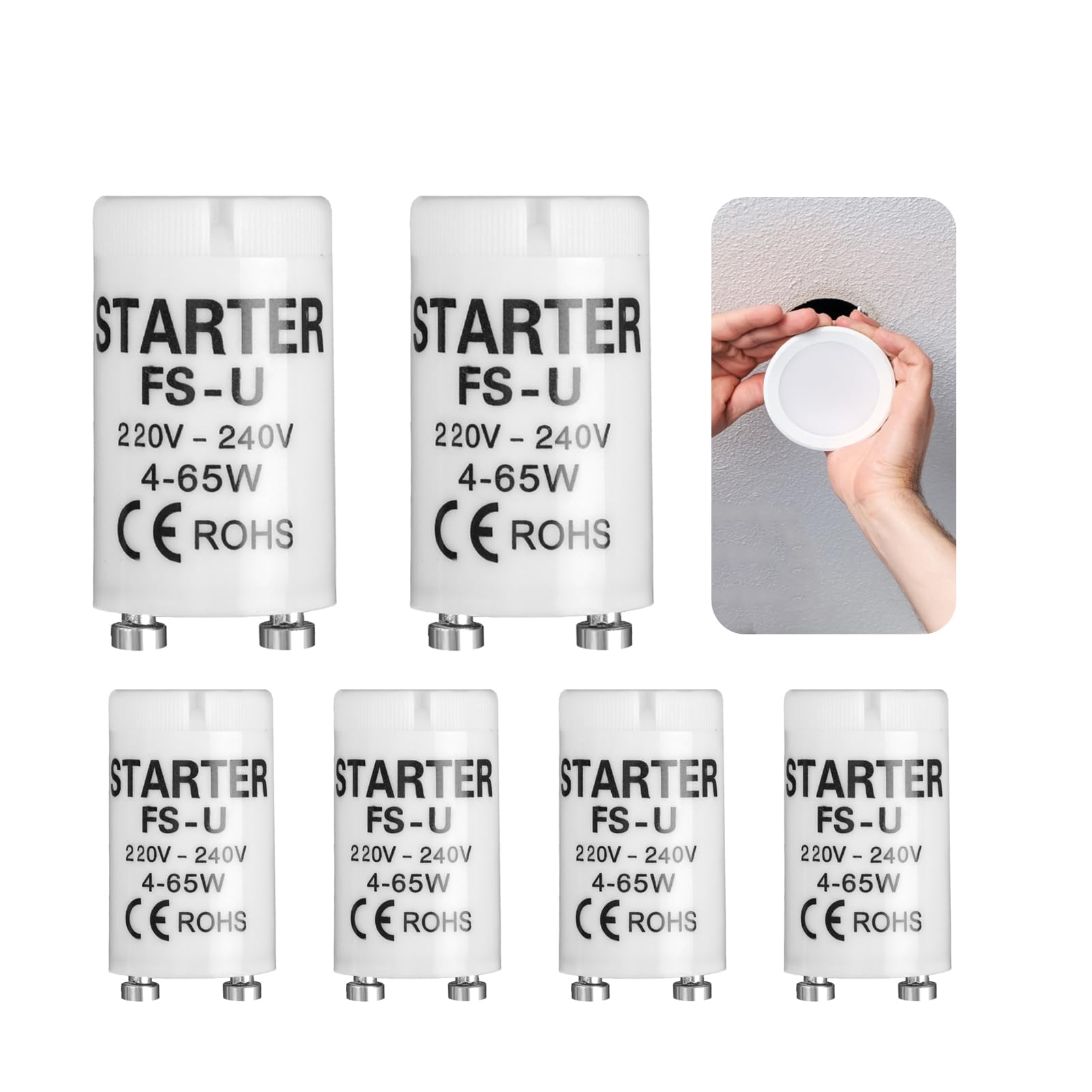 6 Pieces Fluorescent Tube Starter Universal Replacement Fluorescent Tube Light Bulb Starter LED Fluorescent Tube Starter for Fluorescent Tubes 4-65W