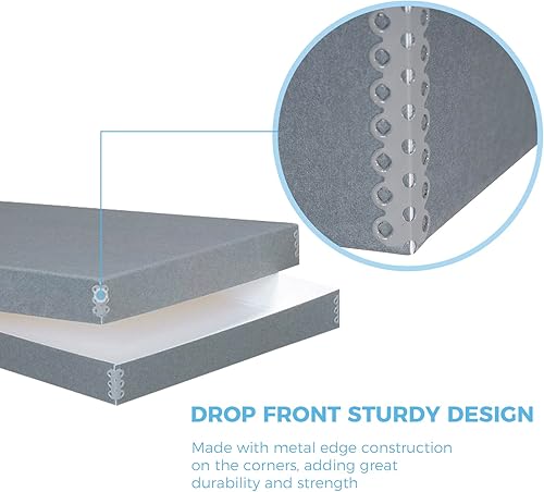 Vista 4 de Lineco, Archival - Caja de almacenamiento para preservación de periódicos, diseño frontal con borde de metal, organizador de archivos sin ácidos
