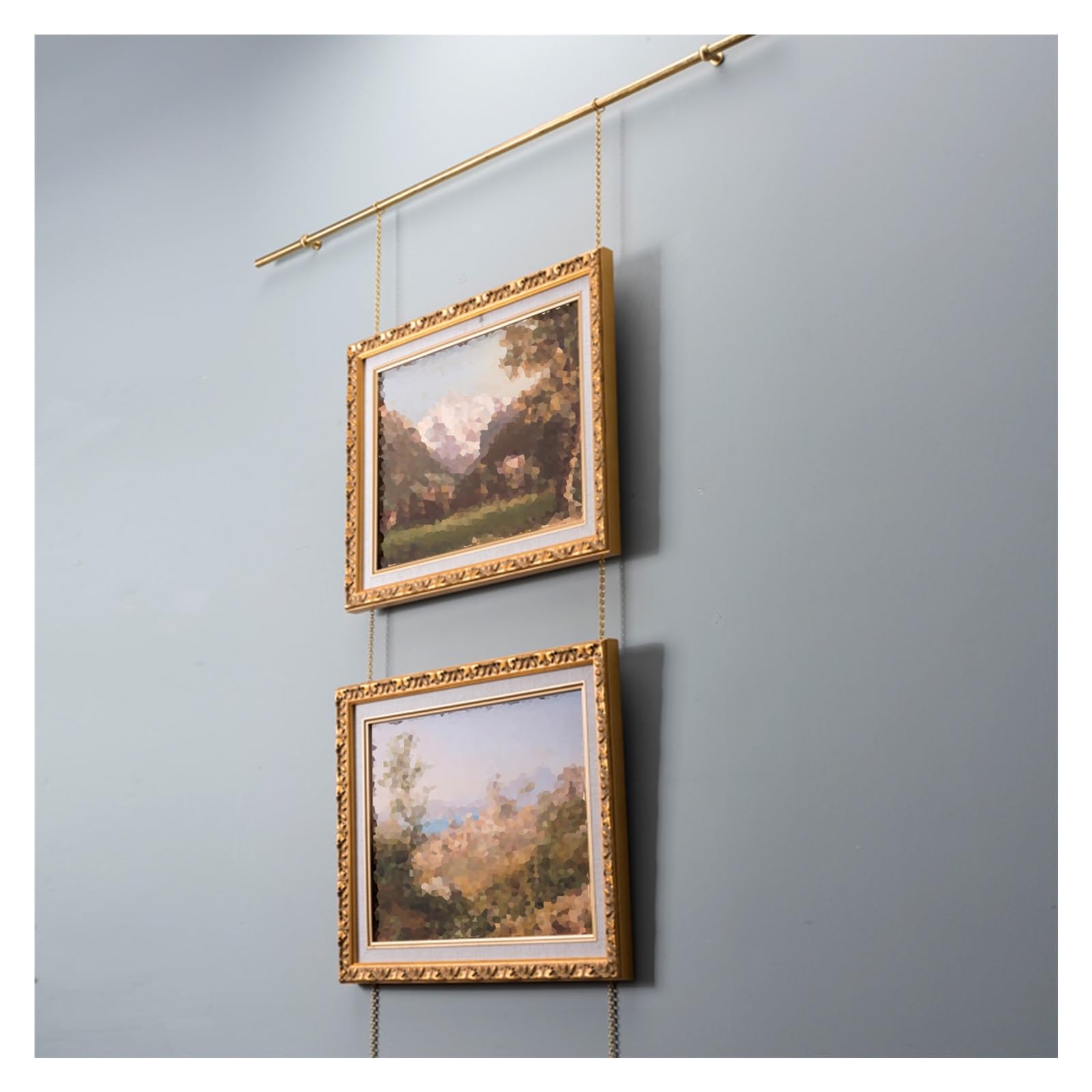 Generisch Bilderschienenhaken und Drahtset aus Messing – Maßgefertigter Galerieschienenaufhänger für Heim-/Bürotion, 120 cm Schiene und 150 cm Kette – Ideal für die Wandtion in Wohnungen/S
