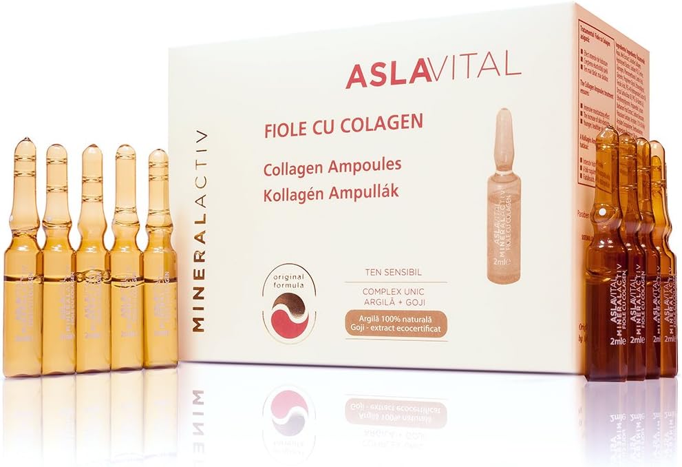ASLAVITAL MINERALACTIV - Collagen Ampoules (Organic Goji Berry Extract/ 100% Natural Clay) (FOR EXTERNAL USE ONLY!)