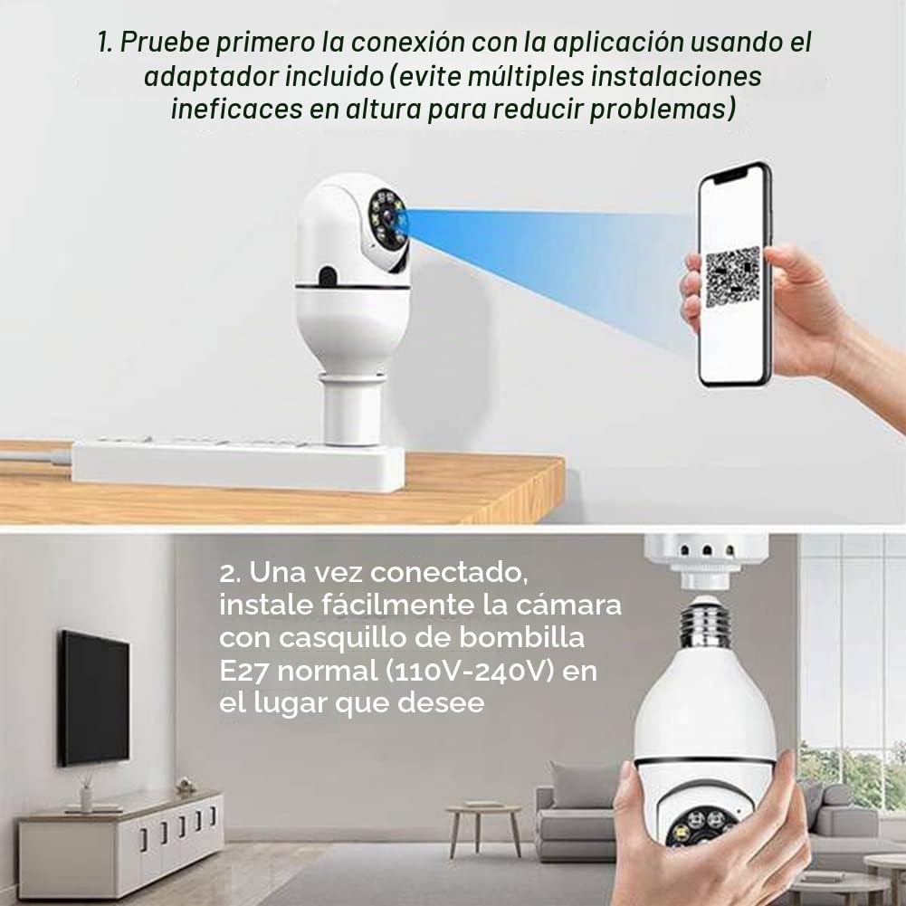 4 piezas bombilla cámara de seguridad al aire libre 2.4G WiFi de luz cámara de seguridad cámara de seguridad bombilla exterior cámaras