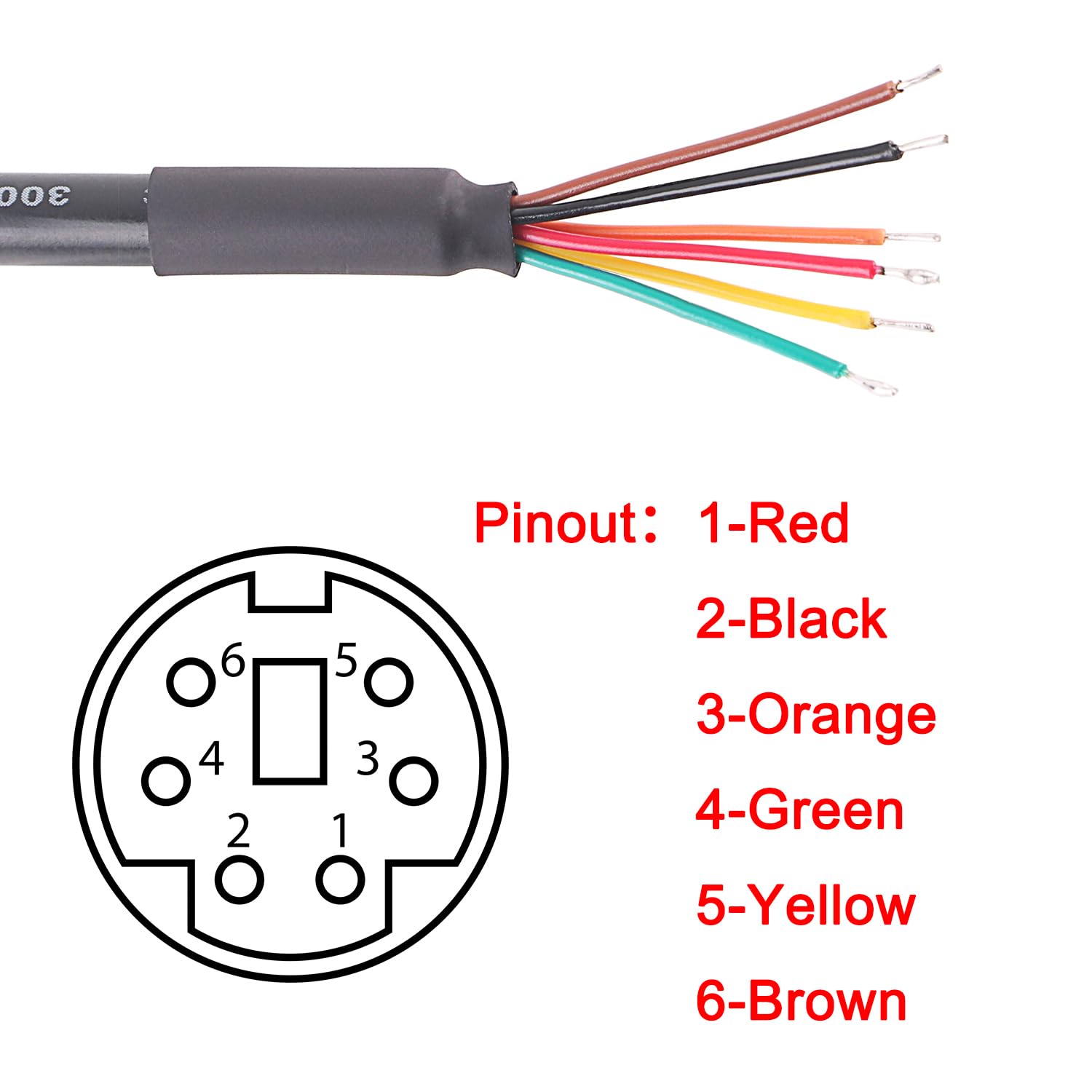 Cavo adattatore mini DIN 6 pin maschio a cavo 1,8 m, console seriale USB, nero (0,5 m)