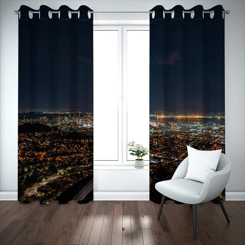Modernas Cortinas Dormitorio Juvenil Impresión 3D Paisaje Nocturno De La Ciudad 300x280cm Ojales Cortinas Opacas 2 Piezas para Dormitorio Habitación De Los Niños Cortina Decoración del Salón