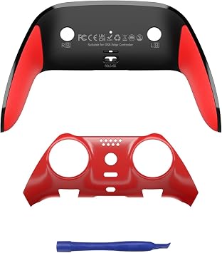 CHARM FOCUS Front Back Shell Grip Cover Compatible for PS5 Edge Controller shell, Restore Discolouration & Flaking Back Clip Shell, TPE Soft Rubber Seamless-Fit DIY Replacement for PS5 Edge Controller, Red