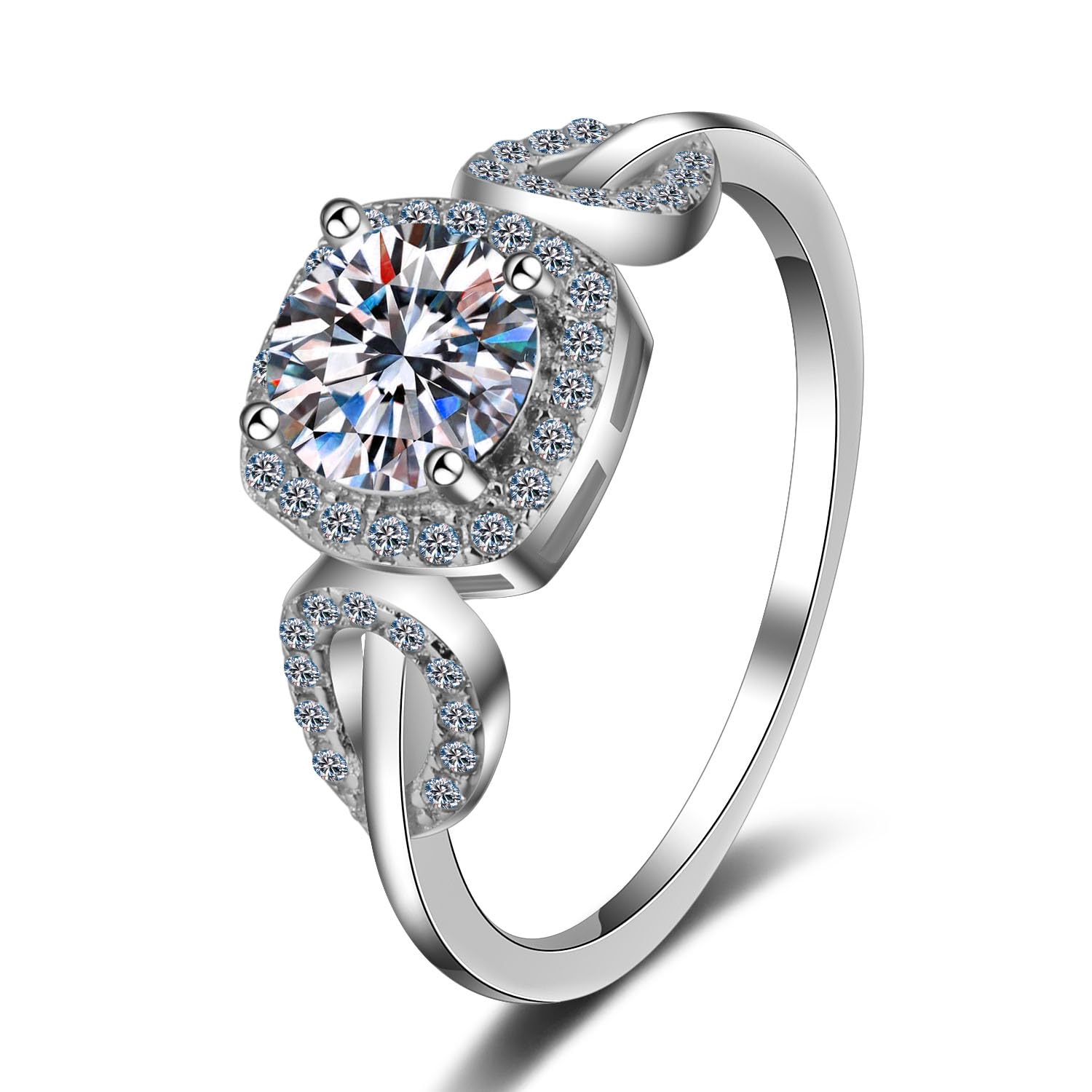 Bague moissanite en argent 925 StarGems RX019 à quatre griffes - 8