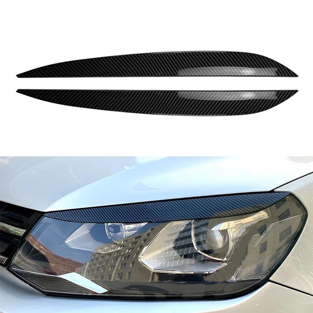 Para VW Para Touareg 2010 2011 2012 2013-2018 Párpado Frontal Cubierta Faros Pegatina Cejas Faro Accesorios Para Coche Ajuste cubierta párpado ceja faro(Aspecto de fibra de carbono)
