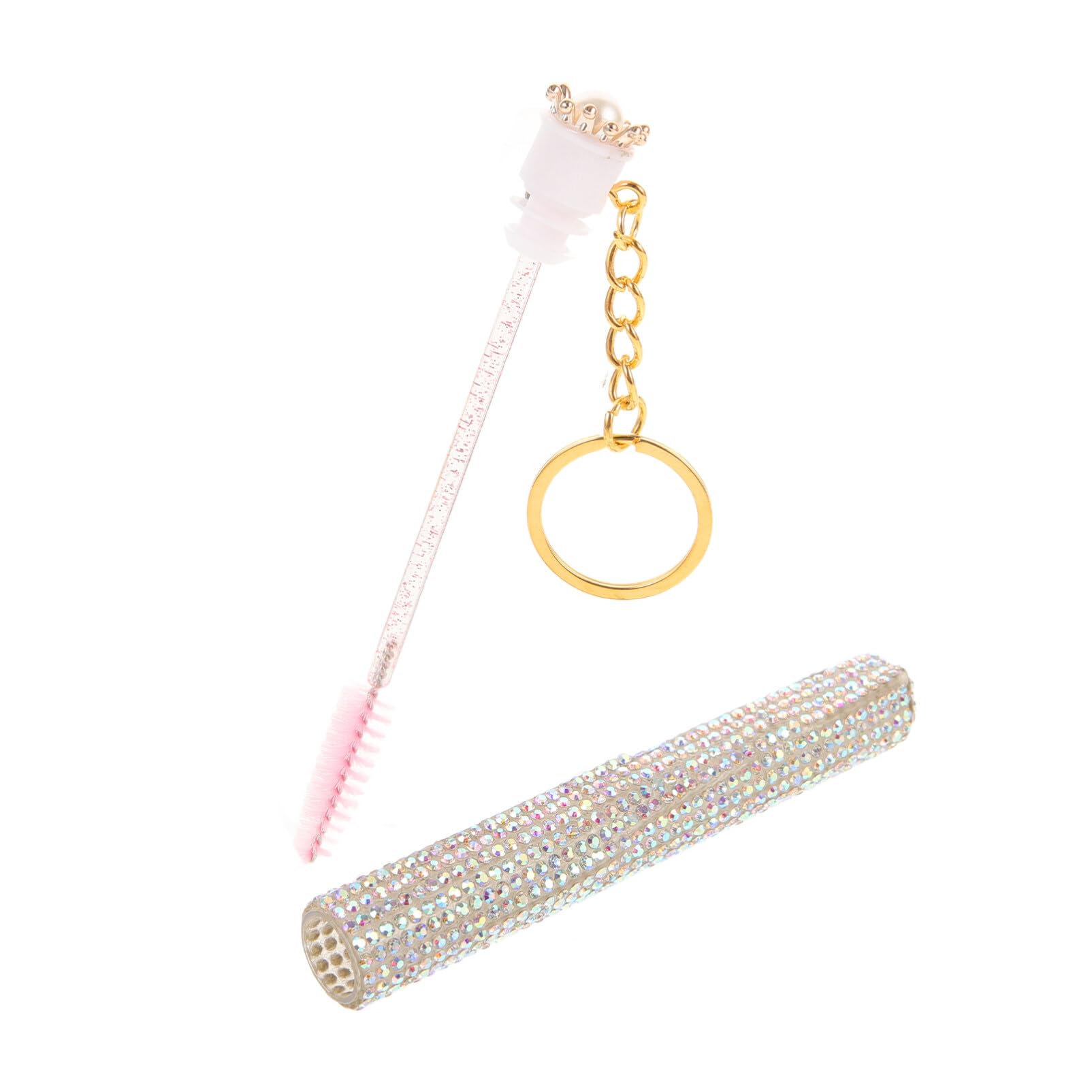 Beavorty Disposable Crystal Mascara Wand Set - Rhinestone Eyebrow Brushes with Keychain | Portable Makeup Applicator Tool Eyelash Spoolies Brush for Travel, Salons, Party Makeup (Case Included)??