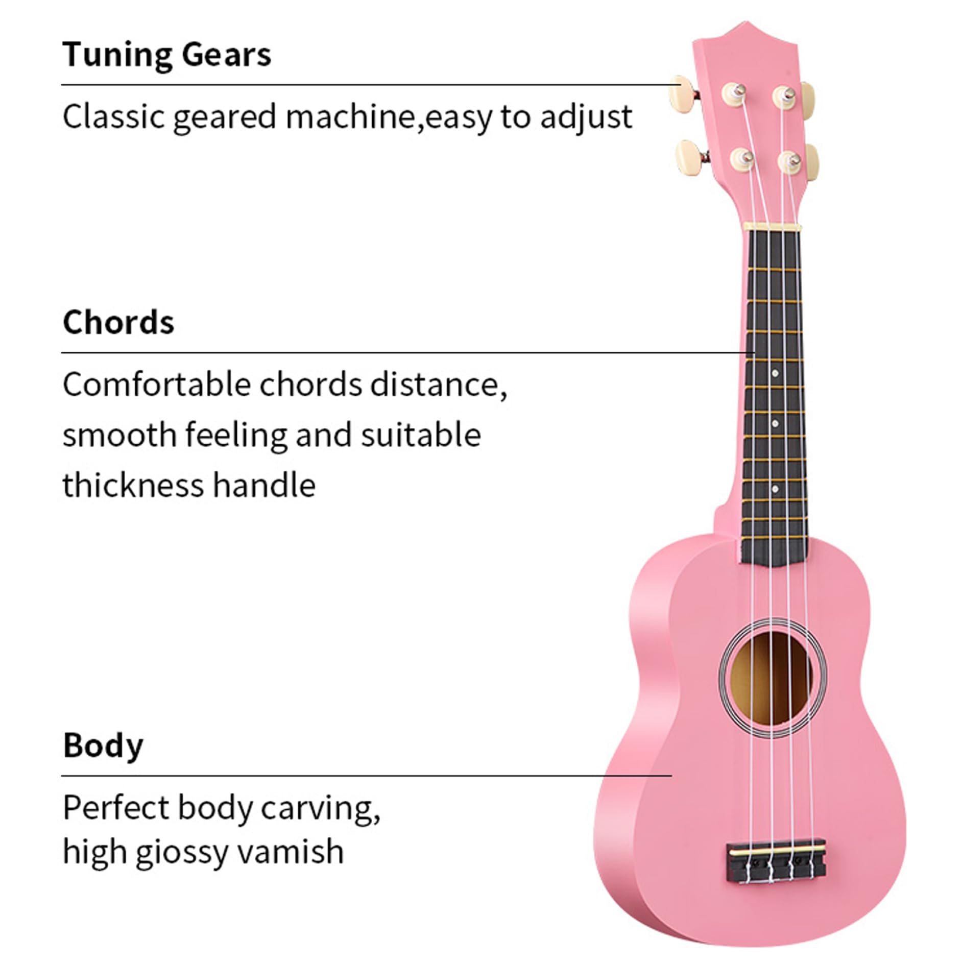 Guitarra para niños pequeños Ukelele Infantil 21 Pulgadas para Principiantes Guitarra de 4 Cuerdas para niños pequeños Ukelele clásico de Tilo con púa cejilla Bolsa de Transporte Instrumento Estilo 2