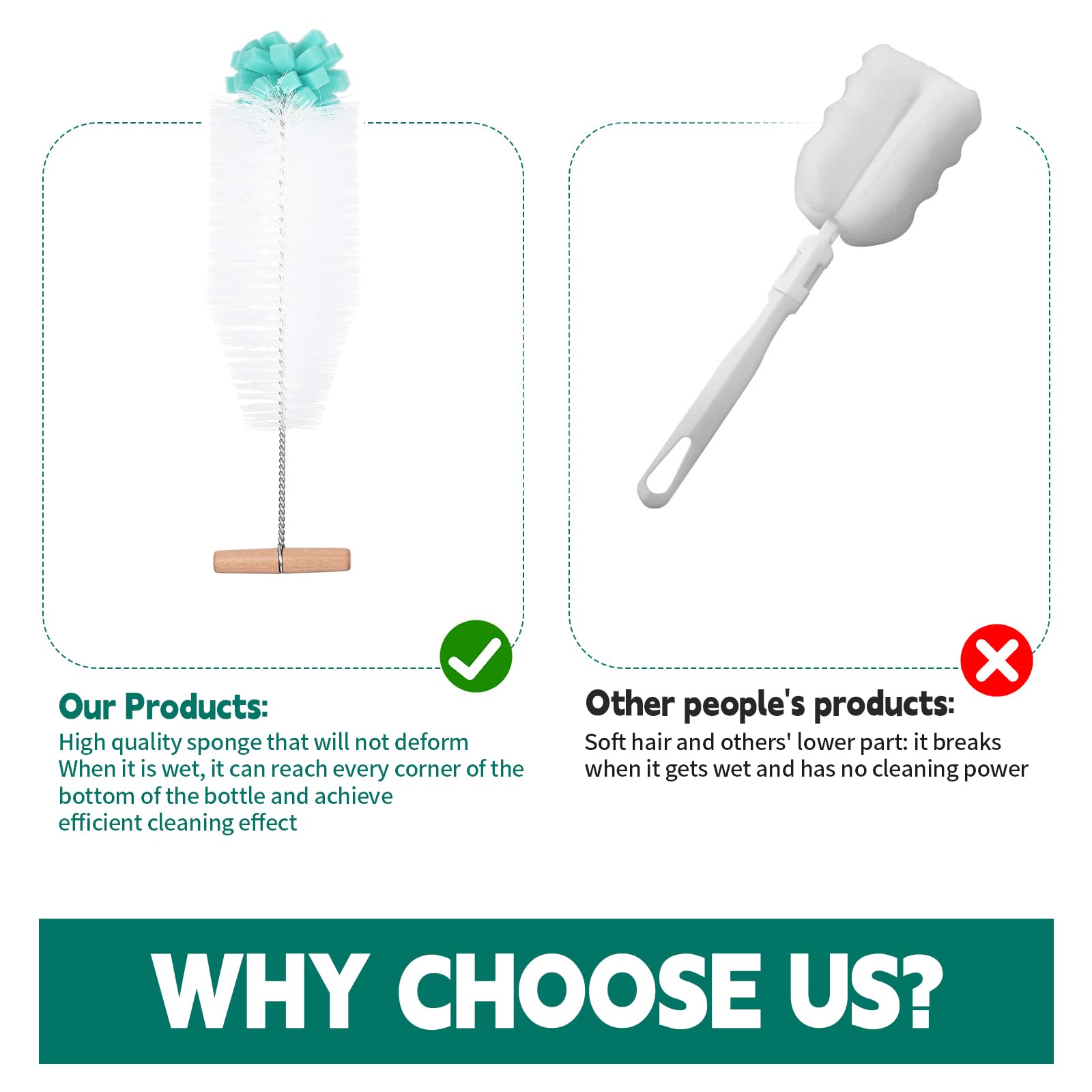 5 sztuk szczotek do butelek do Sodastream, szczotka do czyszczenia butelek z 30cm szczotką do słomek do butelek sodowych, szklanych karafek, butelek dla niemowląt, butelek do picia, czyści skutecznie