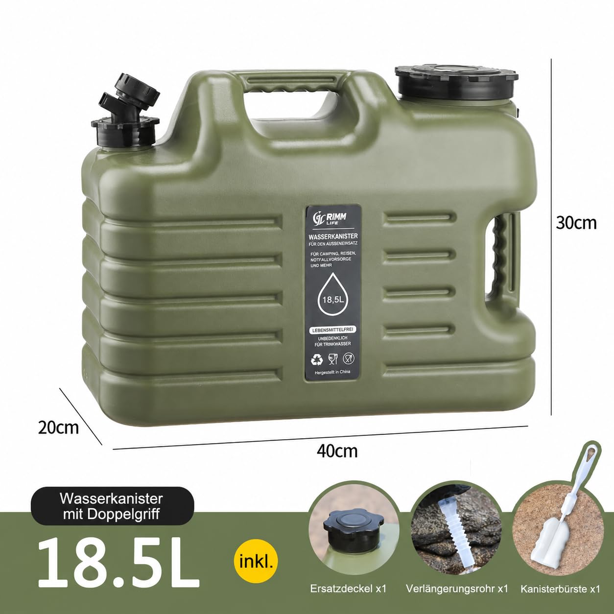 Umikk Tanica per acqua con rubinetto 10 – 18 l, tanica per acqua potabile senza BPA, tanica portatile multiuso per acqua, serbatoio dell'acqua da campeggio con manici