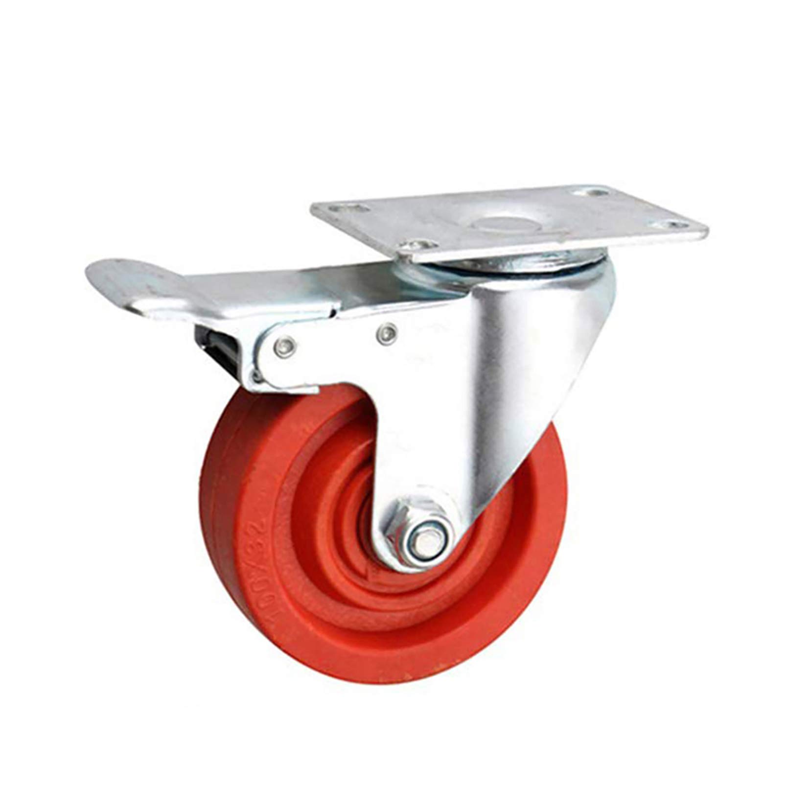Nylon Rosso da 3 Pollici e 4 Pollici Rotelle Pivotanti con Piastra Superiore a 360 Gradi, Ruote Industriale con Freni, Resistenza alle Alte Temperature, capacità di carico di 100 kg
