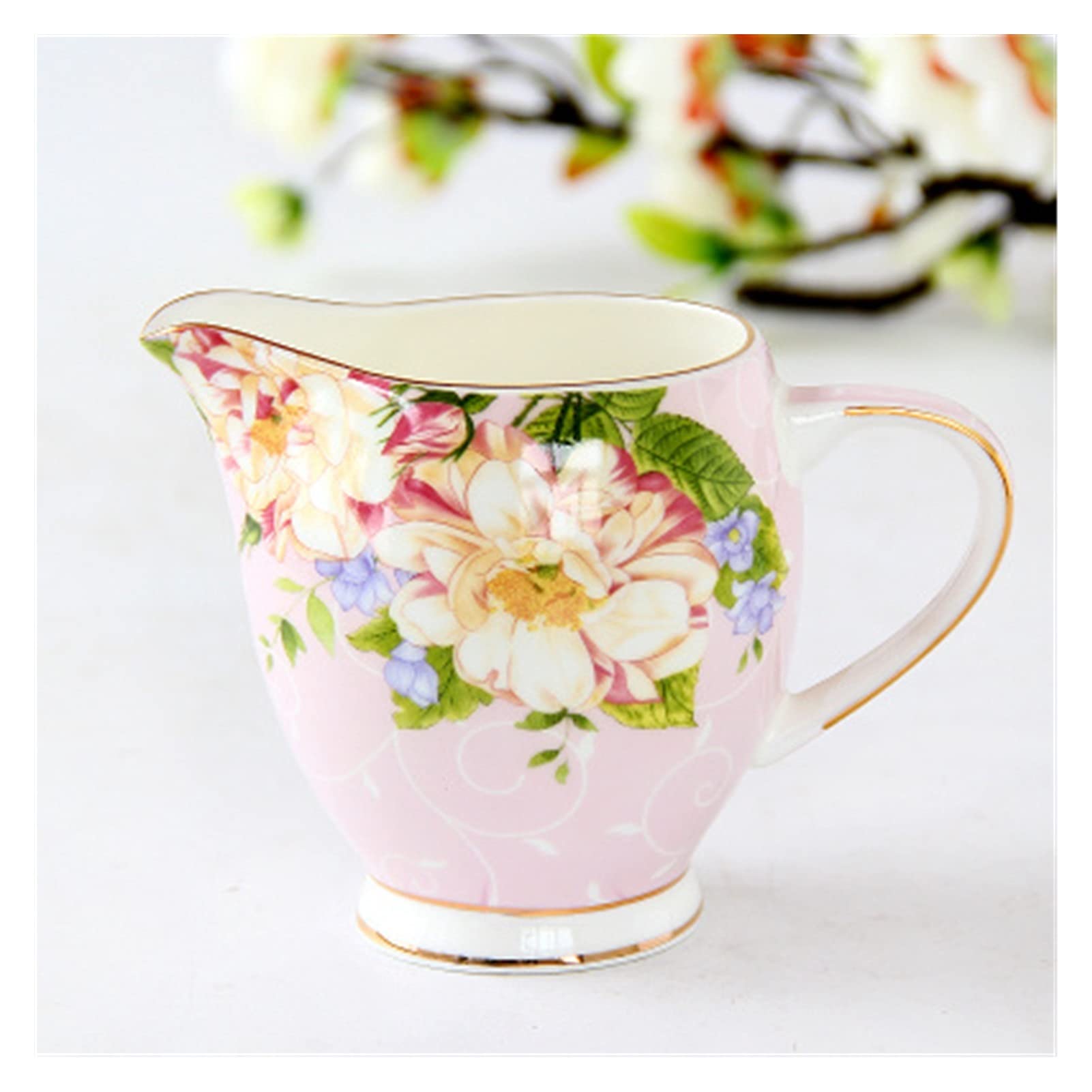 Service à café en Porcelaine, pichet à Lait, pichet à thé en céramique pour la Maison (Rose) (Rose)