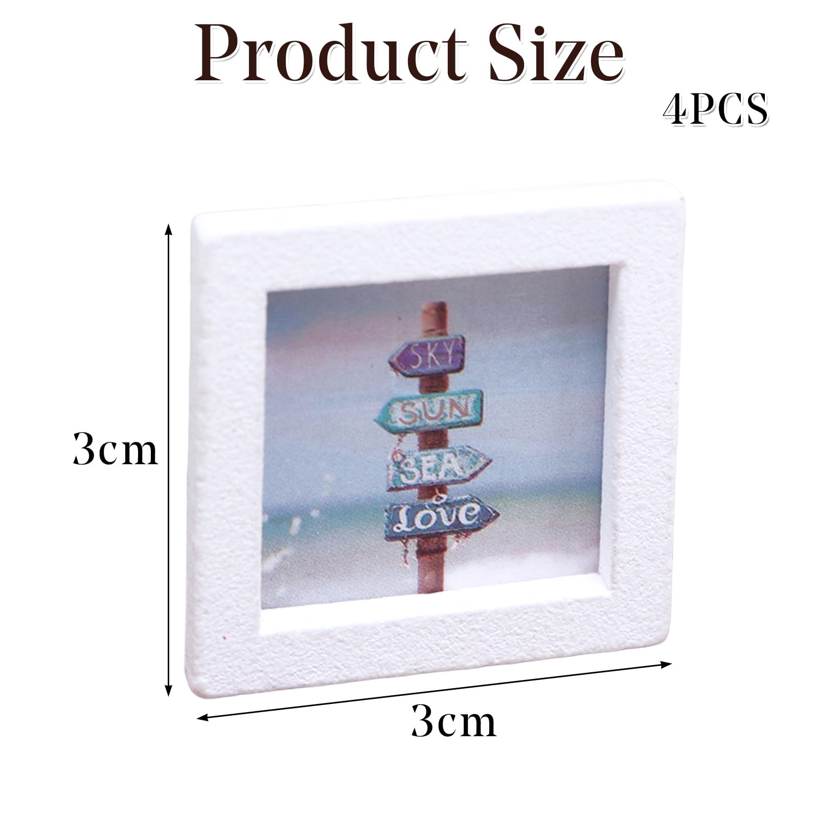 4 Pcs Miniature Landscape Wall Art Mini Photo Frames Mini Stuff Small Mini Picture Frames for Dolls House Accessories for Living Room Bedroom DIY Craft Scenes Doll House Model Home Decor - Image 2