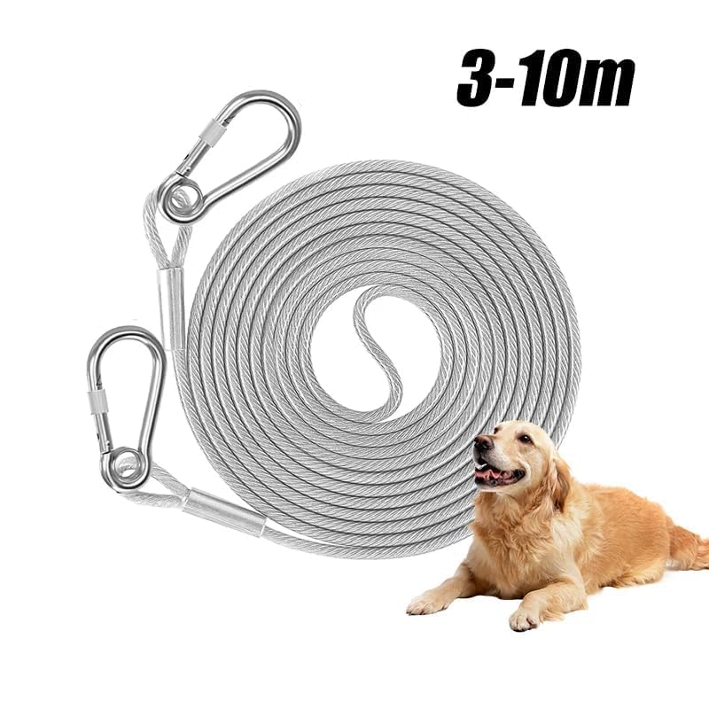 Image of Heavy Duty Stainless Steel Clothesline with Locking Carabiner Hooks, Rust Resistant Braided Laundry Drying Rope for Balcony, Bathroom, Camping, Travel, Dormitory & Home Use (5 Miter)