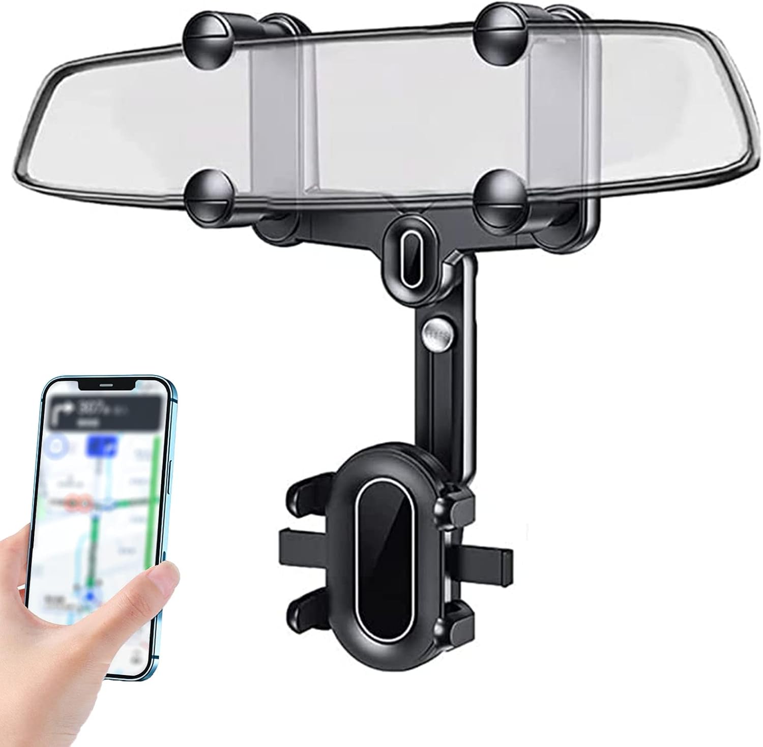 Multifunctional Rearview Mirror Car Phone Holder,Upgraded Rotatable and