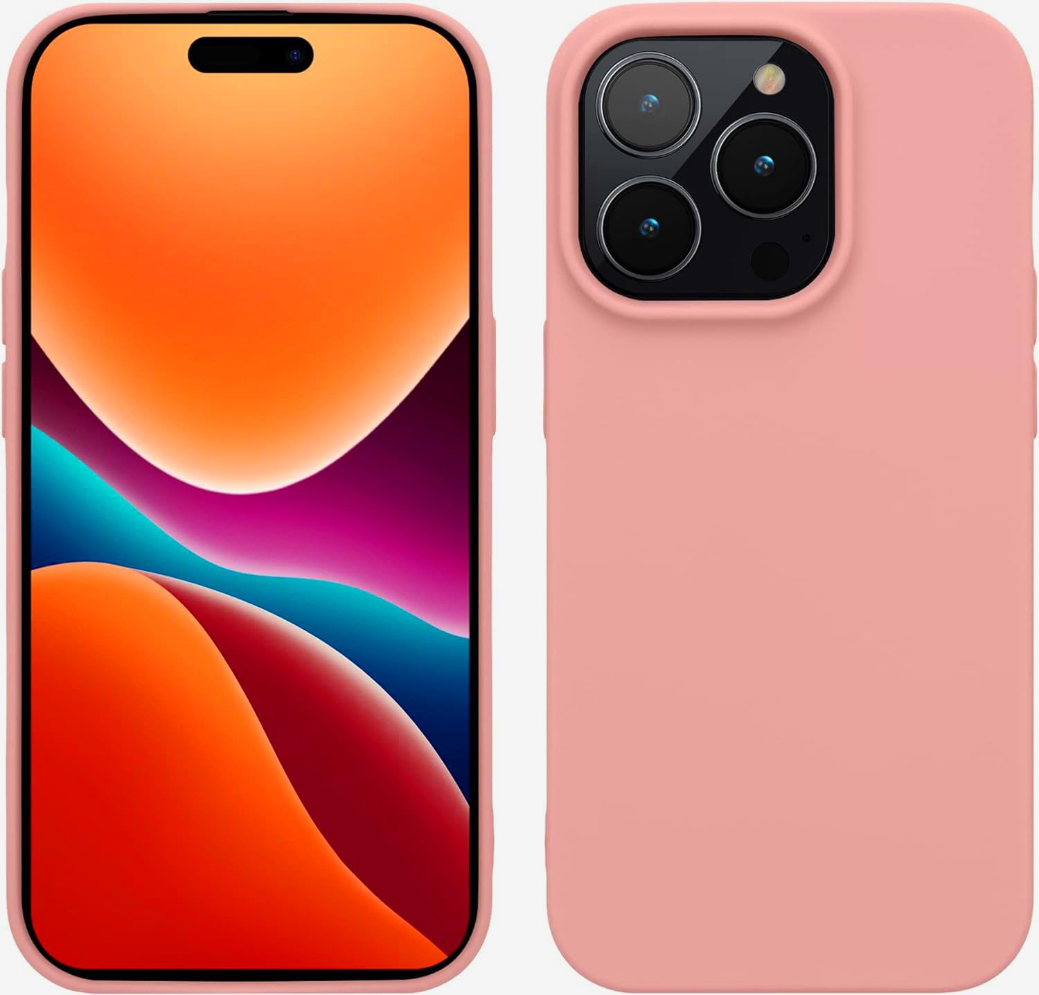 M Cart Silicone Material Back Case Cover Compatible for iPhone 15 Pro - 6.1 inch 2023 Release (Dark Pink)