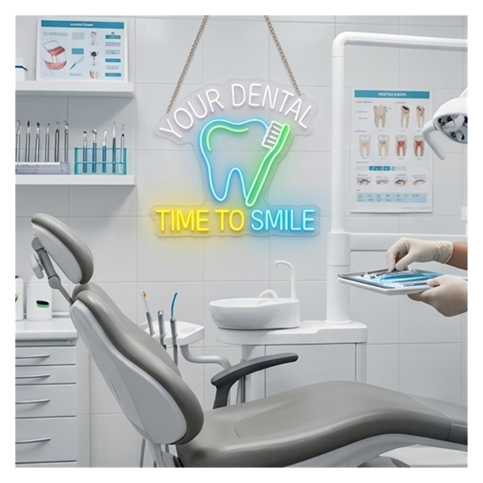 Insegna al Neon Insegna Al Neon Del Negozio Della Clinica Odontoiatrica Dello Spazzolino Da Denti