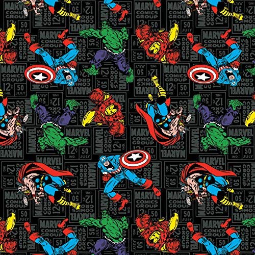 Marvel Fabric Retro Comics Character Toss Fabric by The Yard