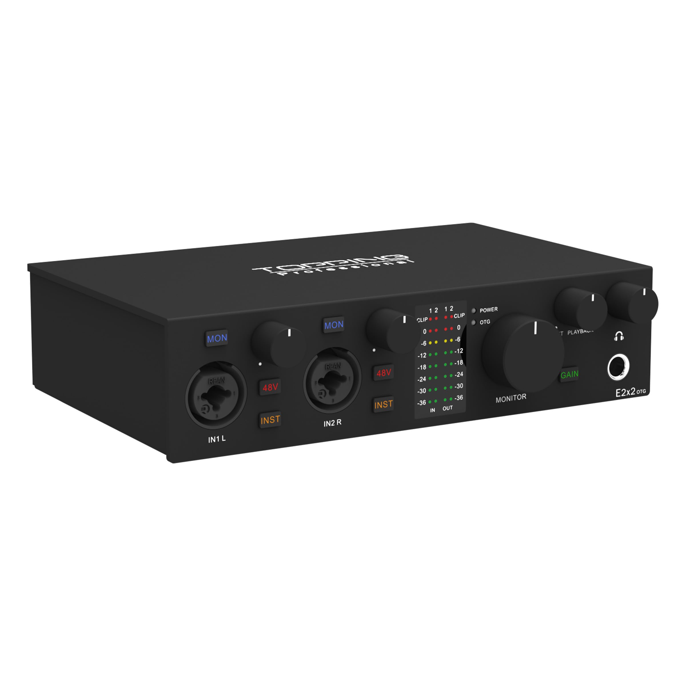 Topping Professional E2x2 OTG, Interfaccia audio USB con connessione diretta per smartphone tramite OTG e estensione di uscita SPDIF (nero)