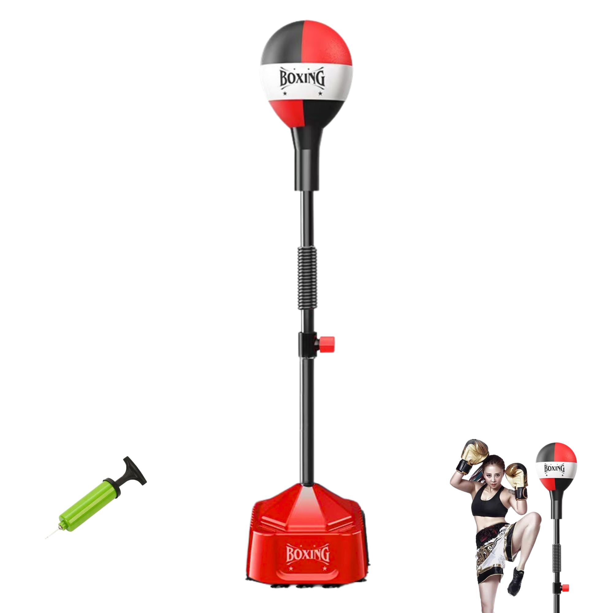 Boxing Ball with Adjustable Stand, 120-160 cm. Freestanding Punching Ball with 360° Rebound and 12 Suction Cup Base. Boxing Punch Bag for Home Training, Fitness, Kickboxing, Kids and Adults