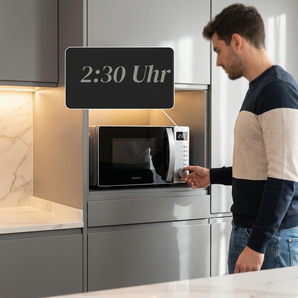 Cecotec Mikrowelle Proclean 5005 Silver 20 Liter 700W 3DWave-Technologie Abtau-Funktion