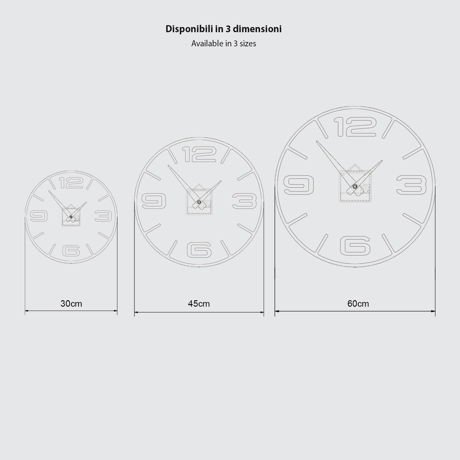 Giallobus - Orologio Bilay - Simple relief - Legno Mdf - Premium 45x45cm - n.02 Wall - Artigianale Made in Italy - Silenzioso - Idea regalo - Moderni doppio livello