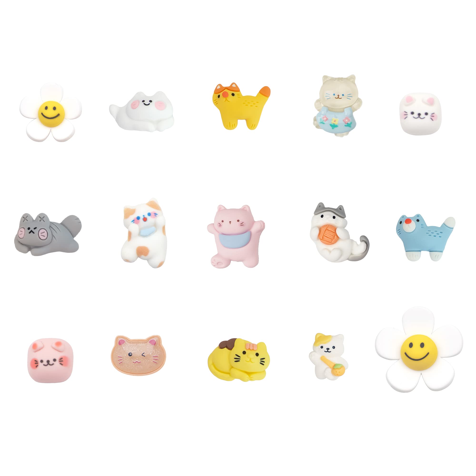 WiLLBee Charms Set CLIPON Soft/Shoe Decoration Set - Cat 15pcs, Plastic