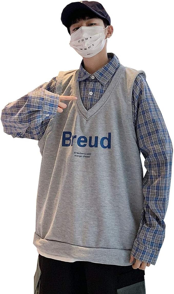 Amazon Noqinhoo メンズ ギンガムチェックパーカー ゆったり 肩落 偽二つ 春秋服 コート ジャケット 通販