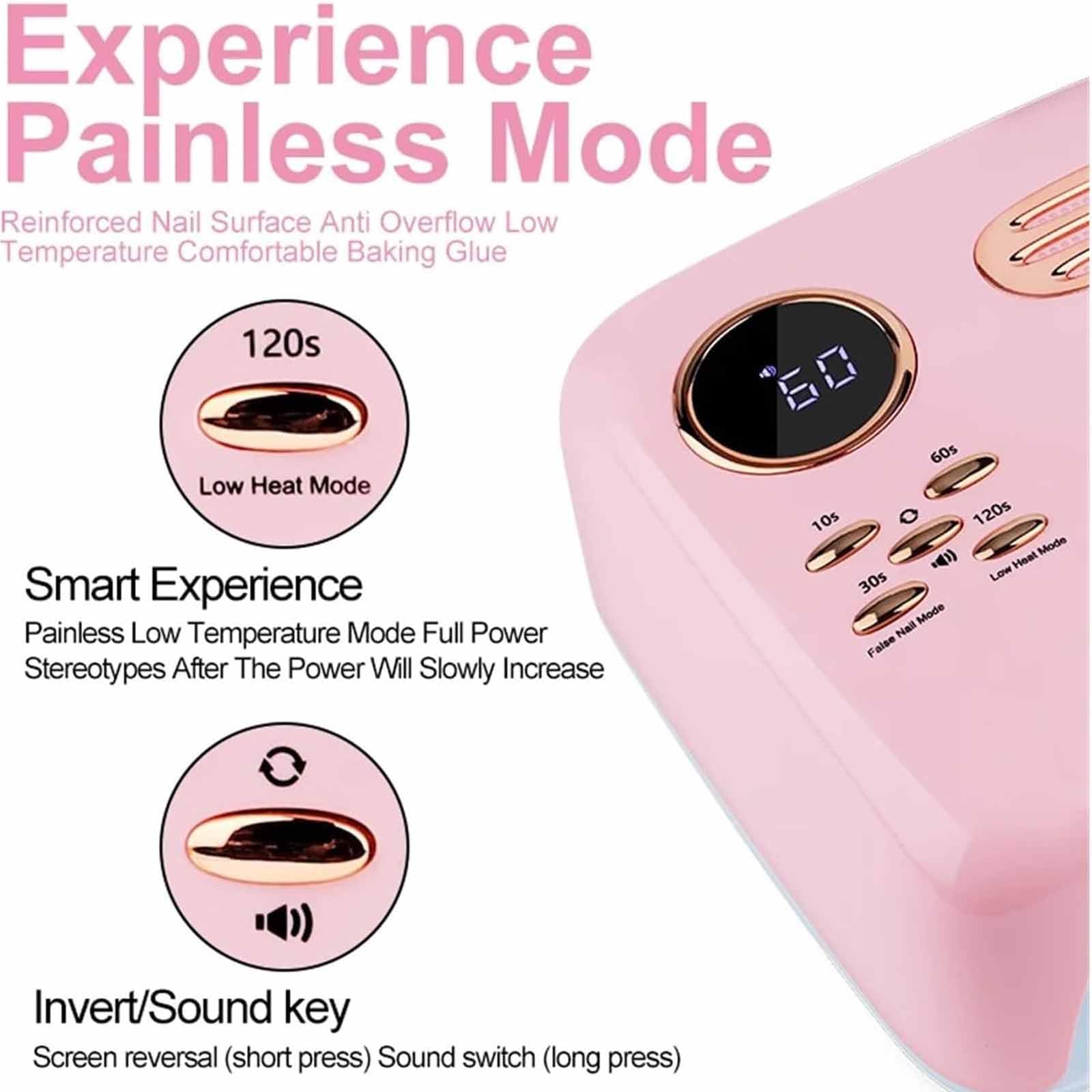 Lámpara LED de uñas de 72 W, lámpara LED profesional con 36 fuentes de luz y 4 temporizadores, sensor automático y memoria, secado rápido de esmalte de uñas de gel y cuentas de luz LED (365 nm + 405