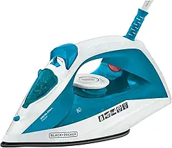 BLACK+DECKER Ferro de Passar Roupa, com Vaporizador, Base Antiaderente, Azul e Branco, Modelo FX2100, 110V