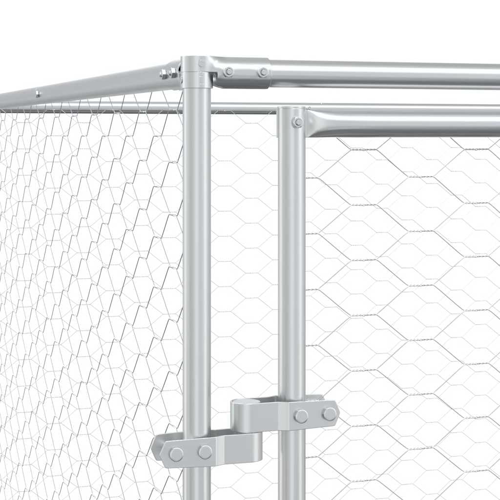 vidaXL Cuccia per Cani da Esterno Argento 2x2x2 m Acciaio Zincato