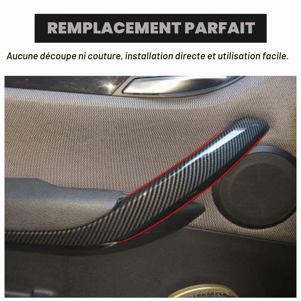 2 Poignées de portes intérieures pour voiture en ABS Gauche et Droite Panneau intérieur Couvercle pour le bras de console Compatible avec B-MW X1 E84 2010-2016 - Fibre de carbone