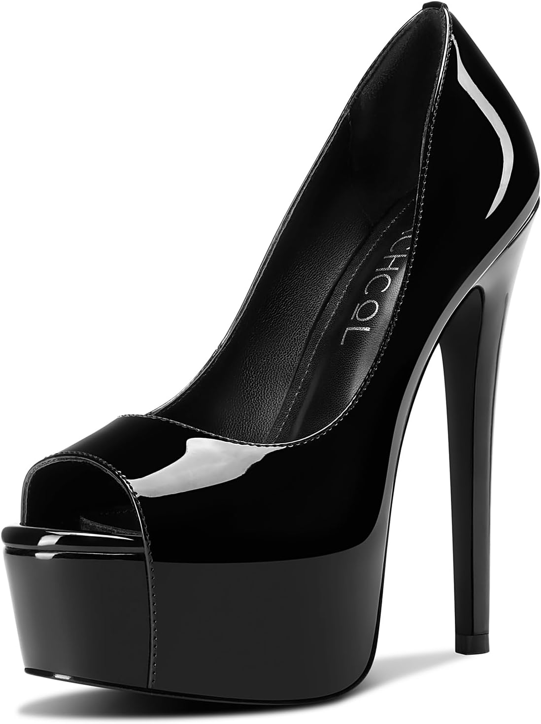 Aachcol Womens Peep Toe Platform Stiletto High Heel Pumps Slip-on Party Patent Leather Dress Shoes 6 Inches Heels