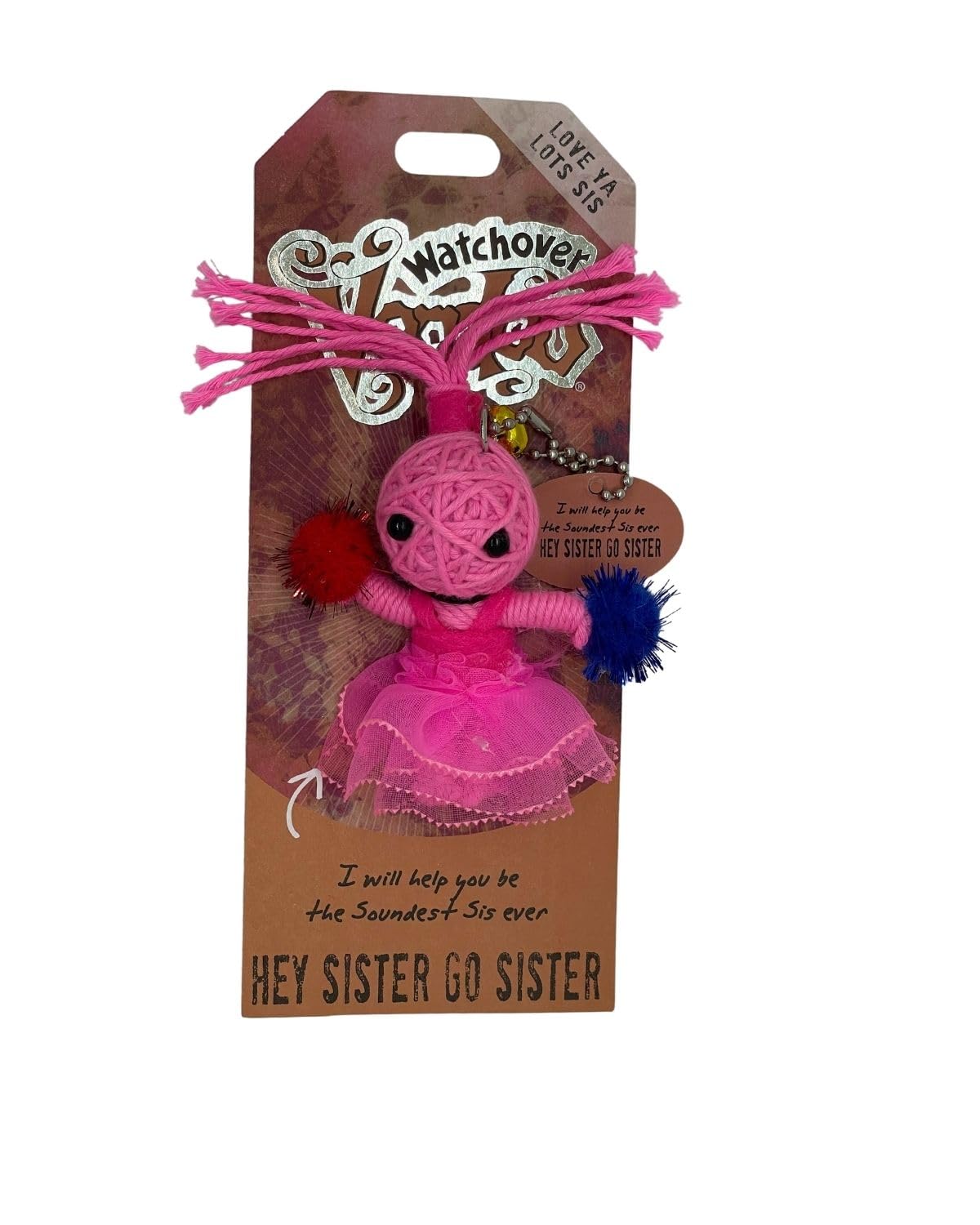 Watchover Voodoo 3-Inch Hey Sister Go Sister Keychain - Handcrafted Gift to Bring Good Luck and Positivity Everywhere You Go
