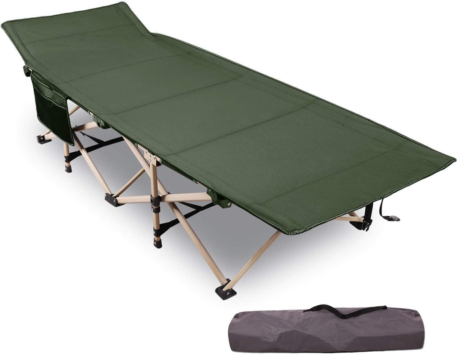 REDCAMP Feldbett Klappbar XXL, Extra Breit 71cm Campingbett 226kg Tragkraft, Stabil Faltbar Gästebett für Zelten Wandern Reisen Strand Garten,Grau/Grün/Schwarz