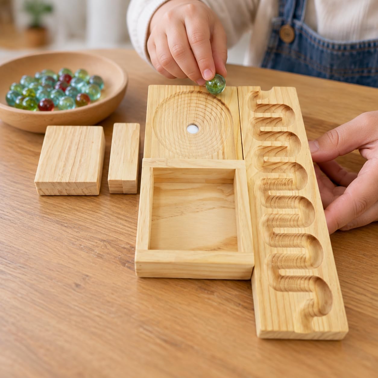 Pista per Biglie Legno, Gioco Educativo