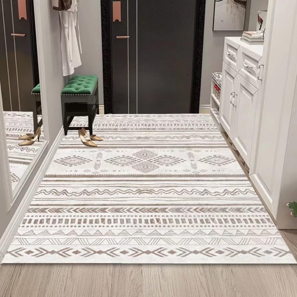 Tapis de salon motif Noël blanc abstrait antidérapant pour chambre d'enfant