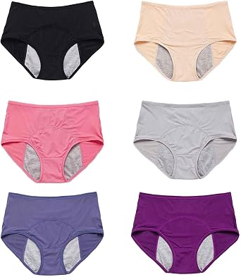Franterd Leakproof Underwear for Women Plus Size High Waisted Briefs Comfy Ladies Underwear, Panties for Women Over 60 6Pack