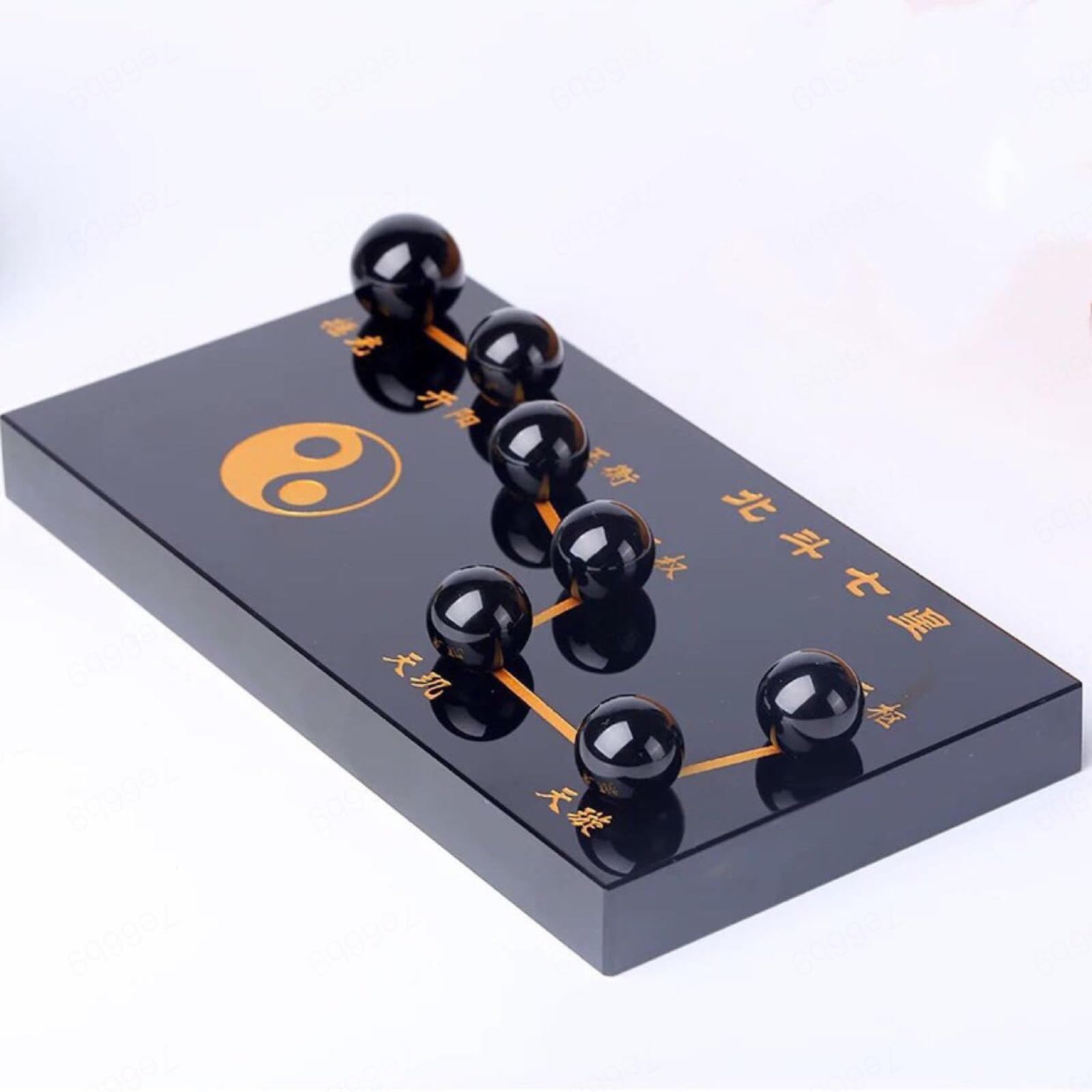 ICXLPMC Chinese Obsidian Seven-Star Array Crystal Ball/Pi Xiu Wealth Porsperity Statue,Attract and Luck Ball Best Decoration for Office Or Home,A